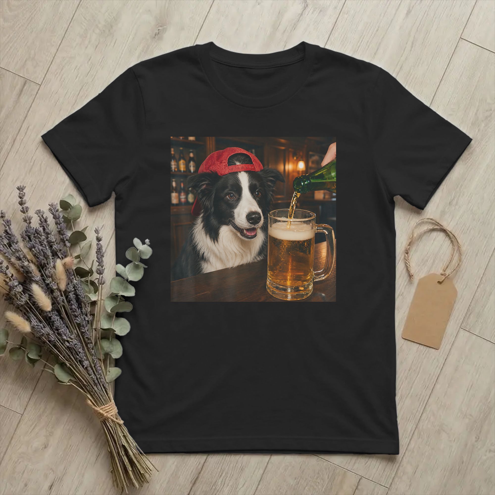 Summer Clothing Ideas Men - Erkekler Border Collie Bira İçiyor T