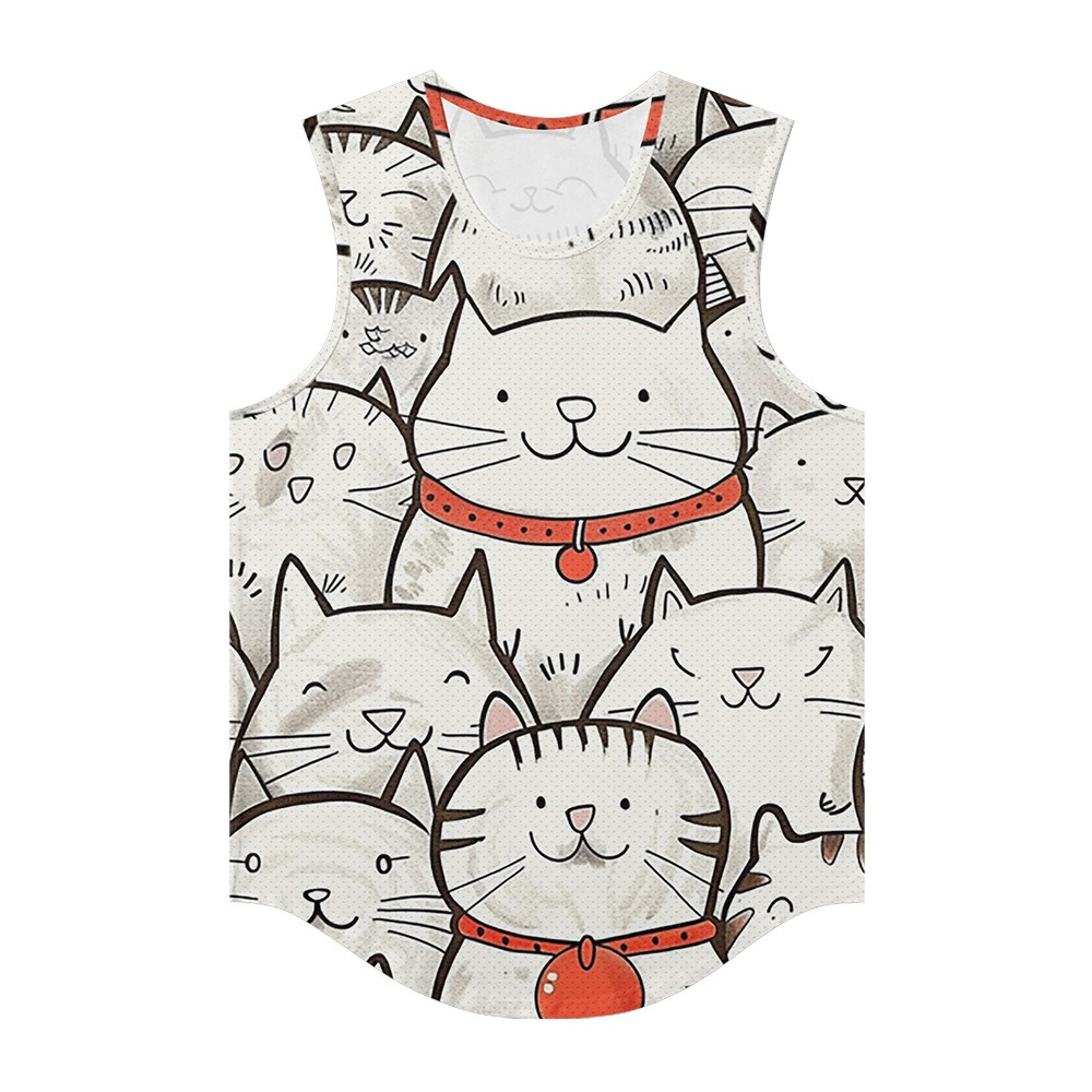 Summer Clothing Essentials Men - Erkekler Yelekler Trendy Kawaii Şanslı Kediler