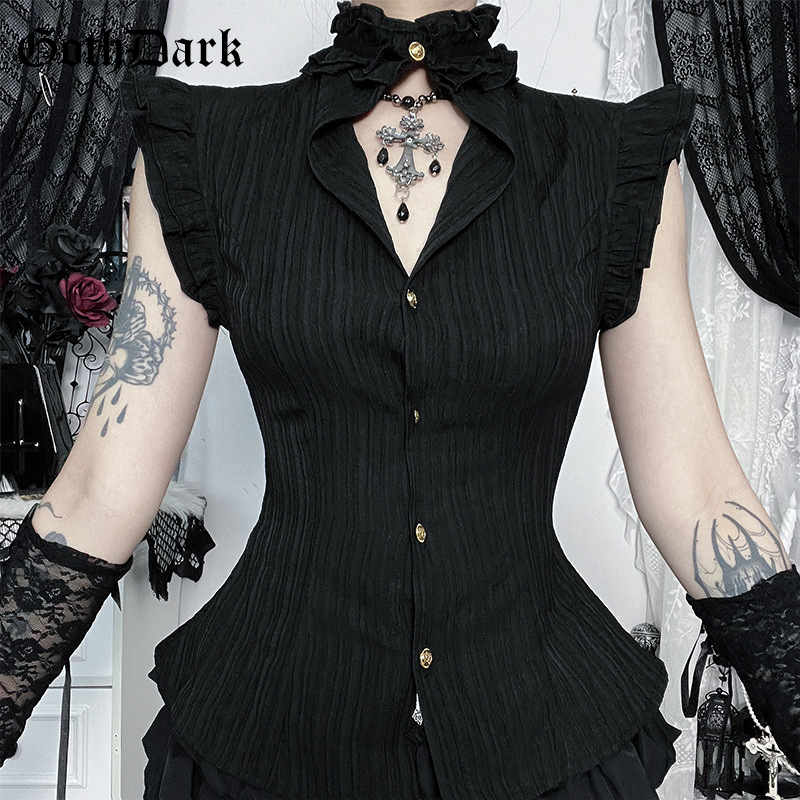 Summer Goth Clothing - Goth Dark 90'lar Grunge Tek Göğüslü