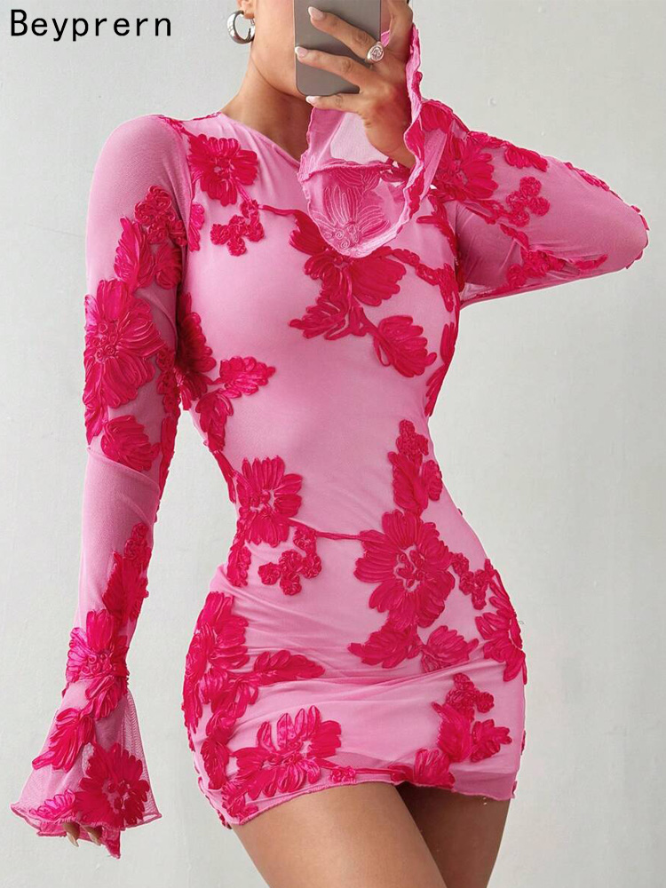 Summer Clothing Zara - Beyprern Glam Backless Gül Pembe Çiçek