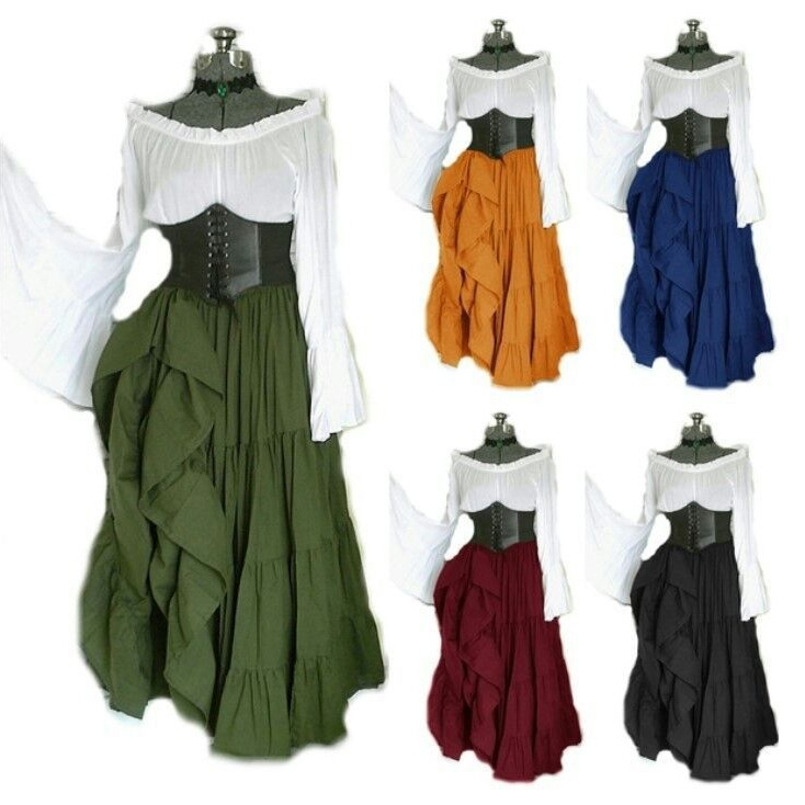 Summer Renaissance Clothing - 2025 Yeni Parti Uzun kollu Elbise