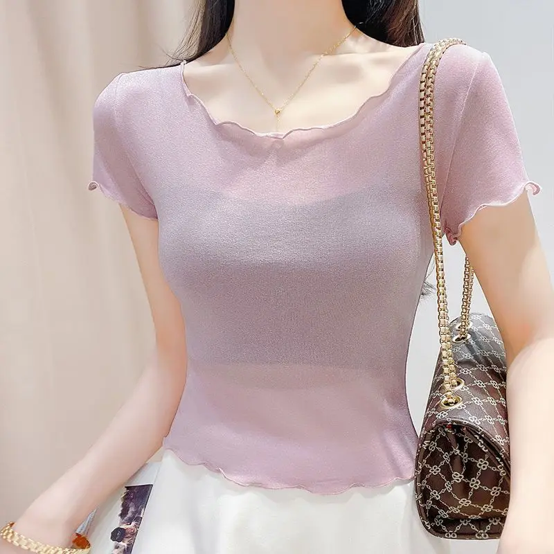 Summer Clothing Reviews - Kısa Kollu Kadın Tişörtü Dantel Bayan