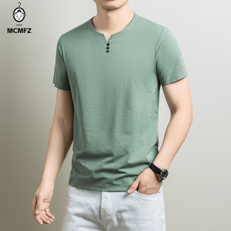 Summer Clothing Essentials - Erkek Temel Henley Tişört Rahat Pamuk
