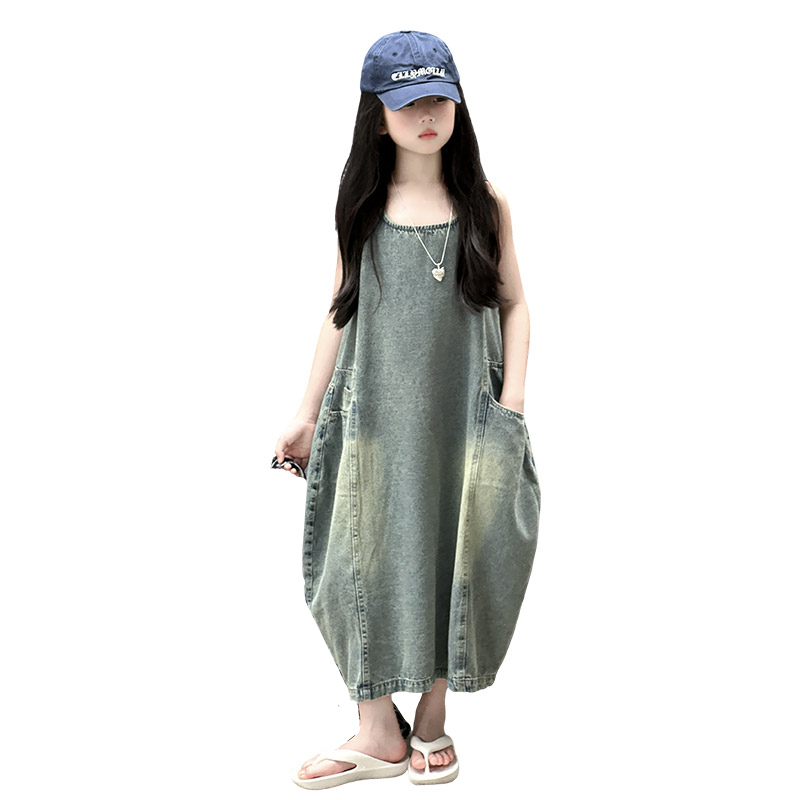 Summer Clothing For Kids Girls - Vintage Mavi Çocuk Kız Yüksek Kaliteli
