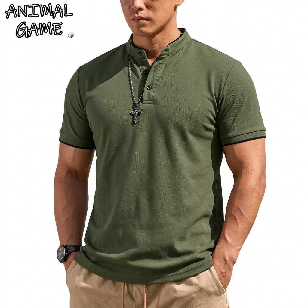 Summer Clothing Essentials - Yazlık Kısa Kollu Henley Gömlek Erkek