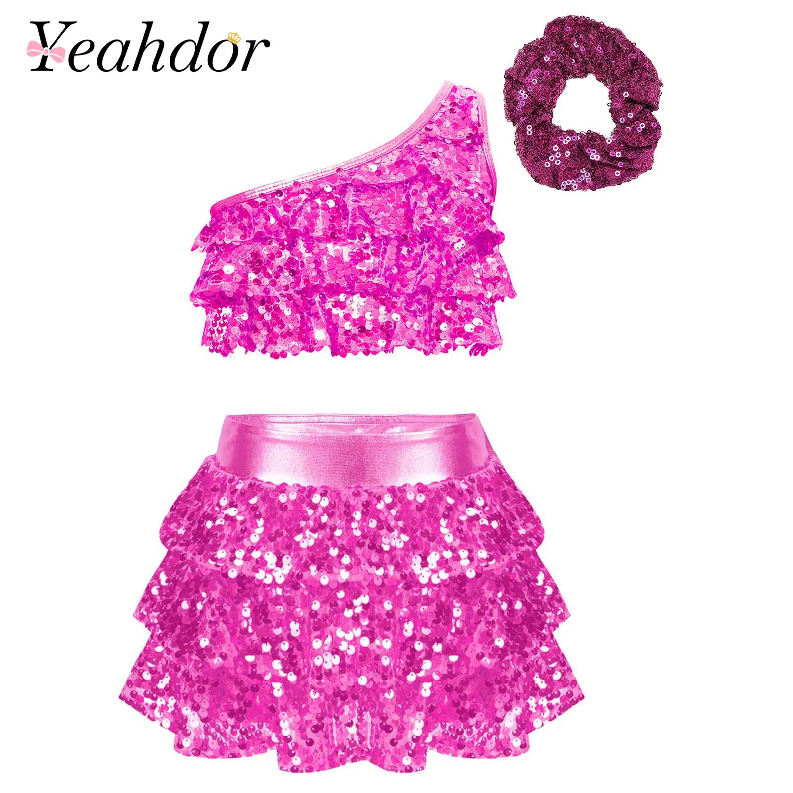 Summer Clothing For Kids Girls - Çocuk Kız Parlak Pul Latin Caz