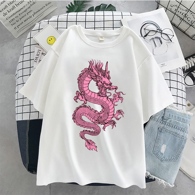 Kadın t-shirt pembe ejderha es - Summer Goth Clothing incelemesi ve fiyatı