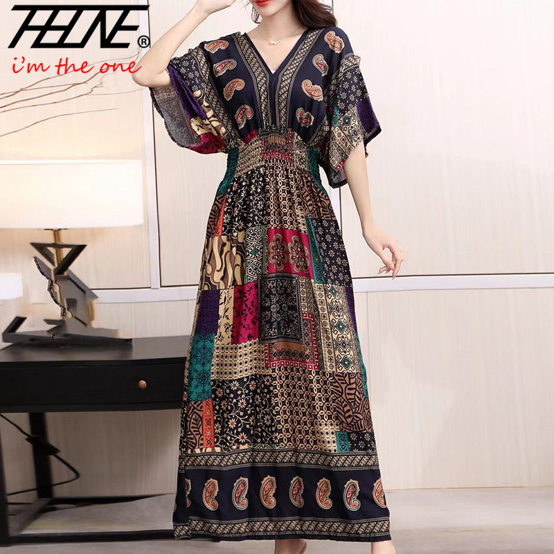 Kadın elbise yaz 2024 Maxi uzu - Indian Summer Vintage Clothing incelemesi ve fiyatı