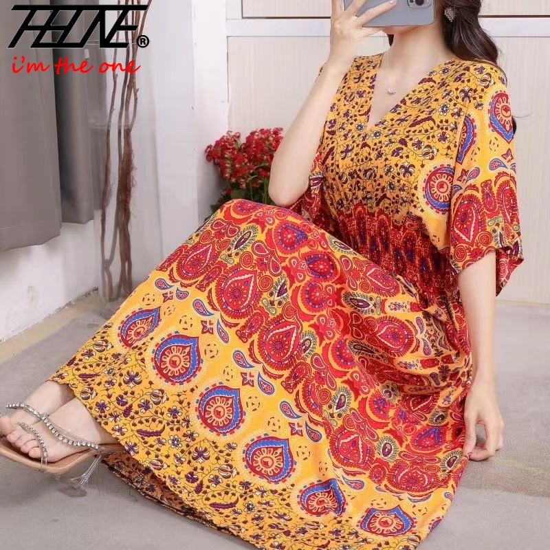 Kadın elbise yaz 2024 Maxi uzu - Indian Summer Vintage Clothing incelemesi ve fiyatı
