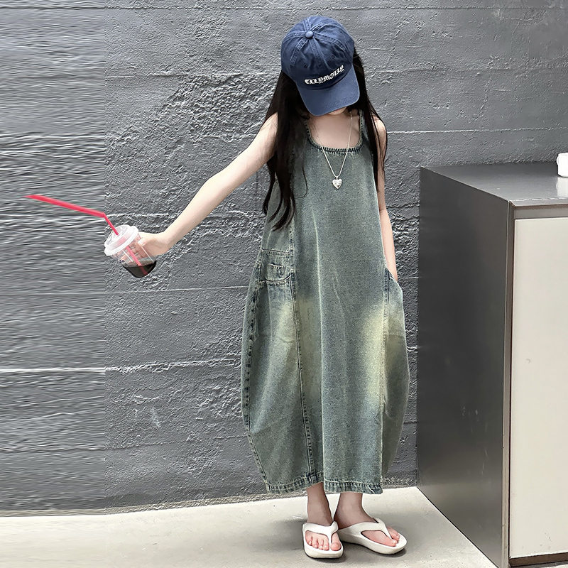 Vintage Mavi Çocuk Kız Yüksek  - Summer Clothing For Kids Girls incelemesi ve fiyatı